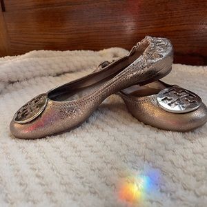 Tory Burch metallic leather ballet flats